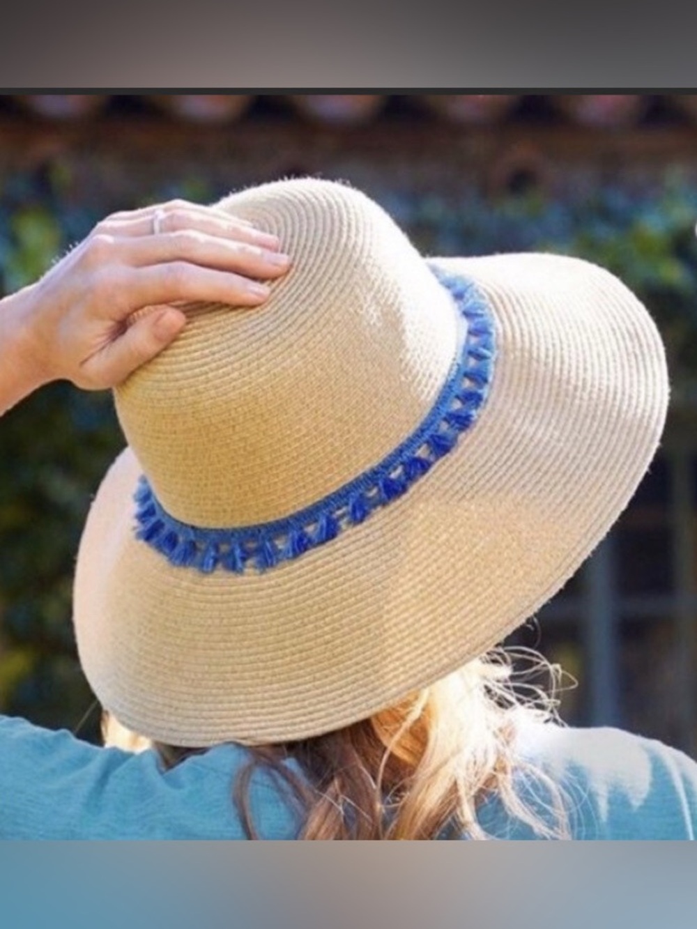 NEW Matilda Jane Natural Straw Sun Hat with Blue Trim